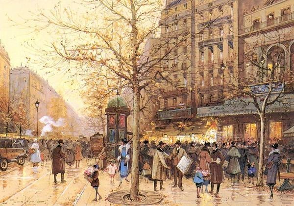 油絵 Eugene Galien-Laloue_パリの街角 MA644 | normanhubbard.com
