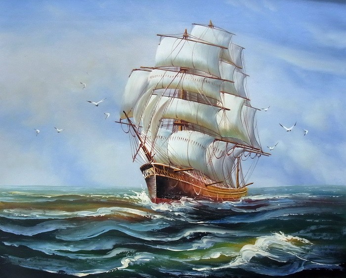 油絵 帆船 MA1268