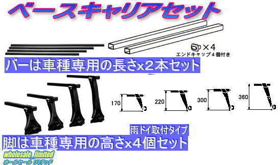 200系 ハイエース ミドルルーフ ワイドボディ H17.1～ ベースキャリアセット（脚＋バー）_画像1