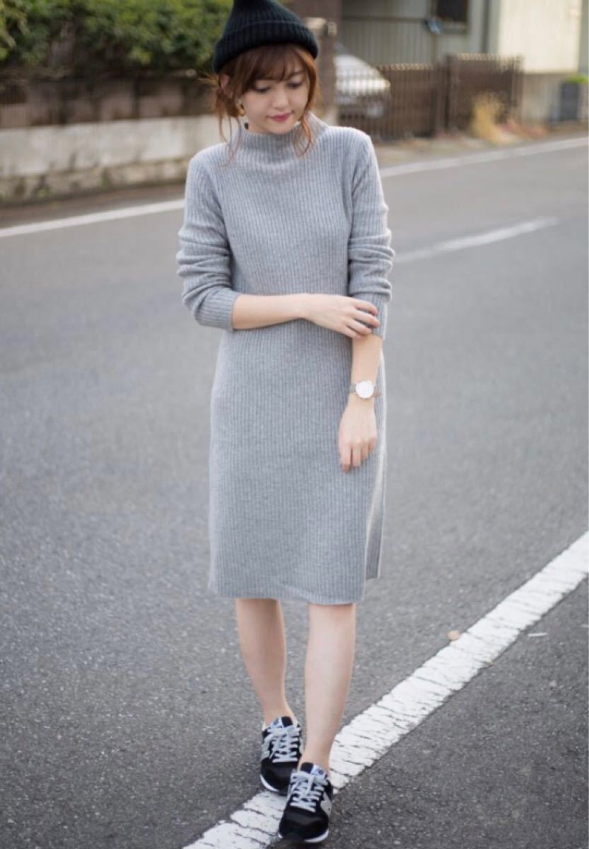 UNIQLO ミドルゲージニットリブワンピース ニットワンピ