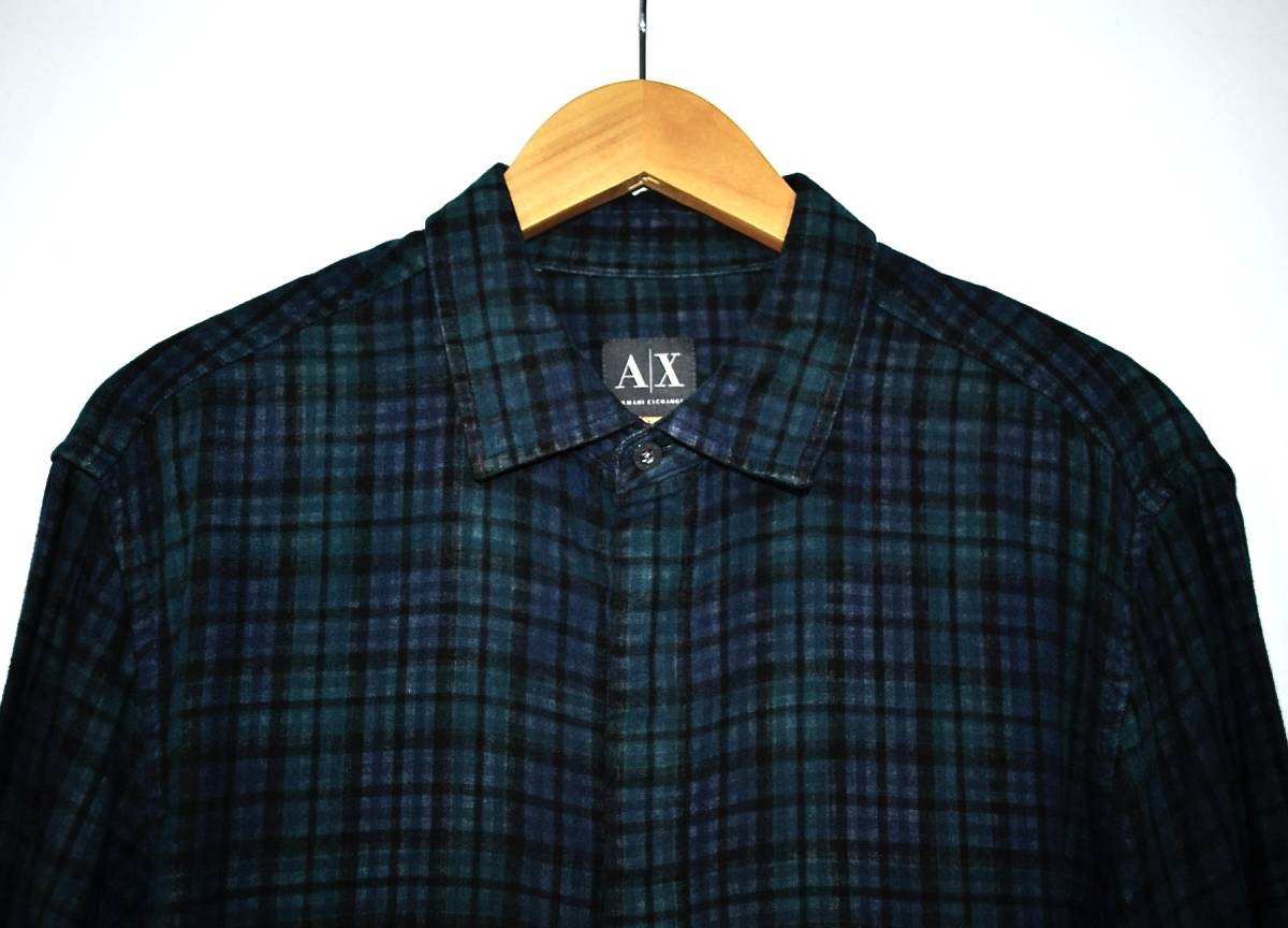 【AX ARMANI EXCHANGE】アルマーニエクスチェンジ ガーゼ風 チェックシャツ ダブルフェイス M 古着_画像4