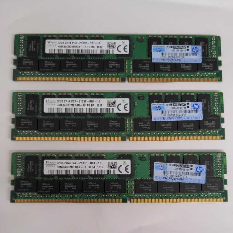 SKhynix 32GB 2Rx4 PC4-2133P-RB1-11 サーバー用DDR4メモリ 32GB 3枚