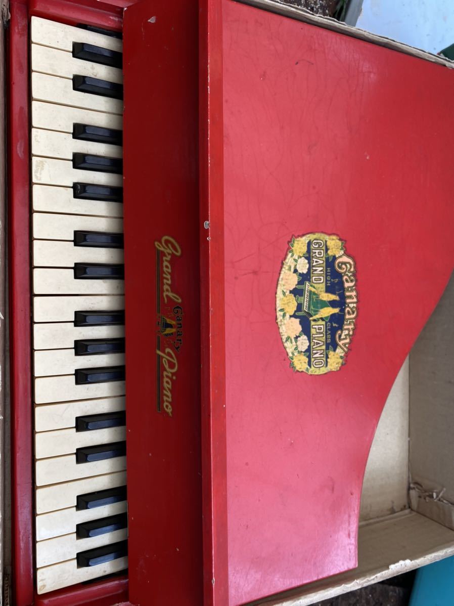 Ganary アンティーク おもちゃ レトロ グランドピアノ 木製 赤いピアノ