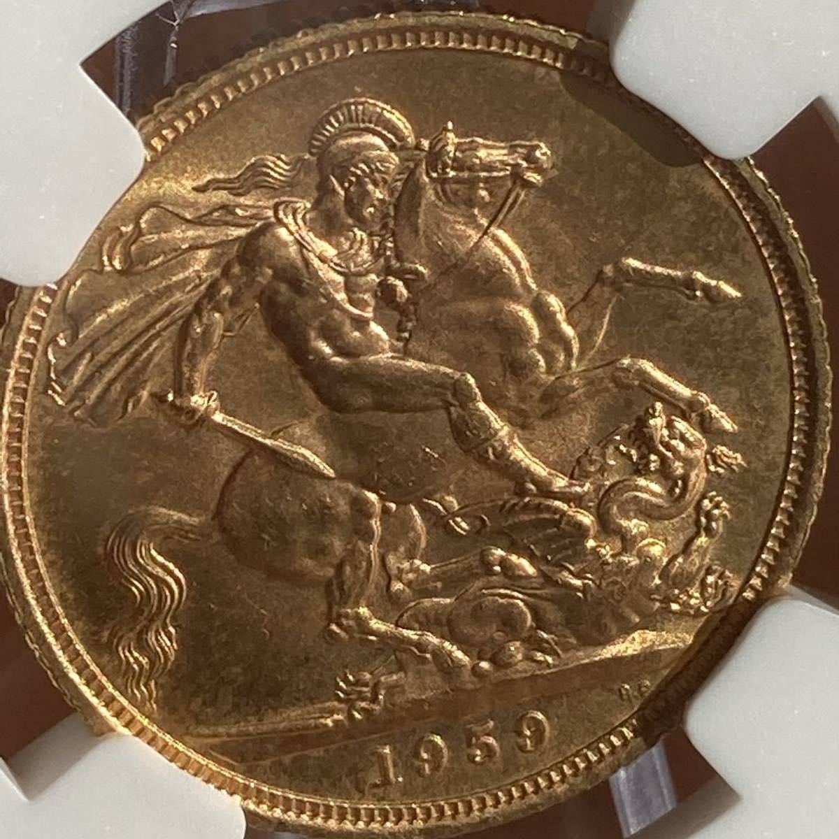 ◇エリザベス2世 ヤングヤング◇§ 1959年 ソブリン 金貨 ◇エリザベス2世 ヤングヤング◇§ 1959年 ソブリン 金貨