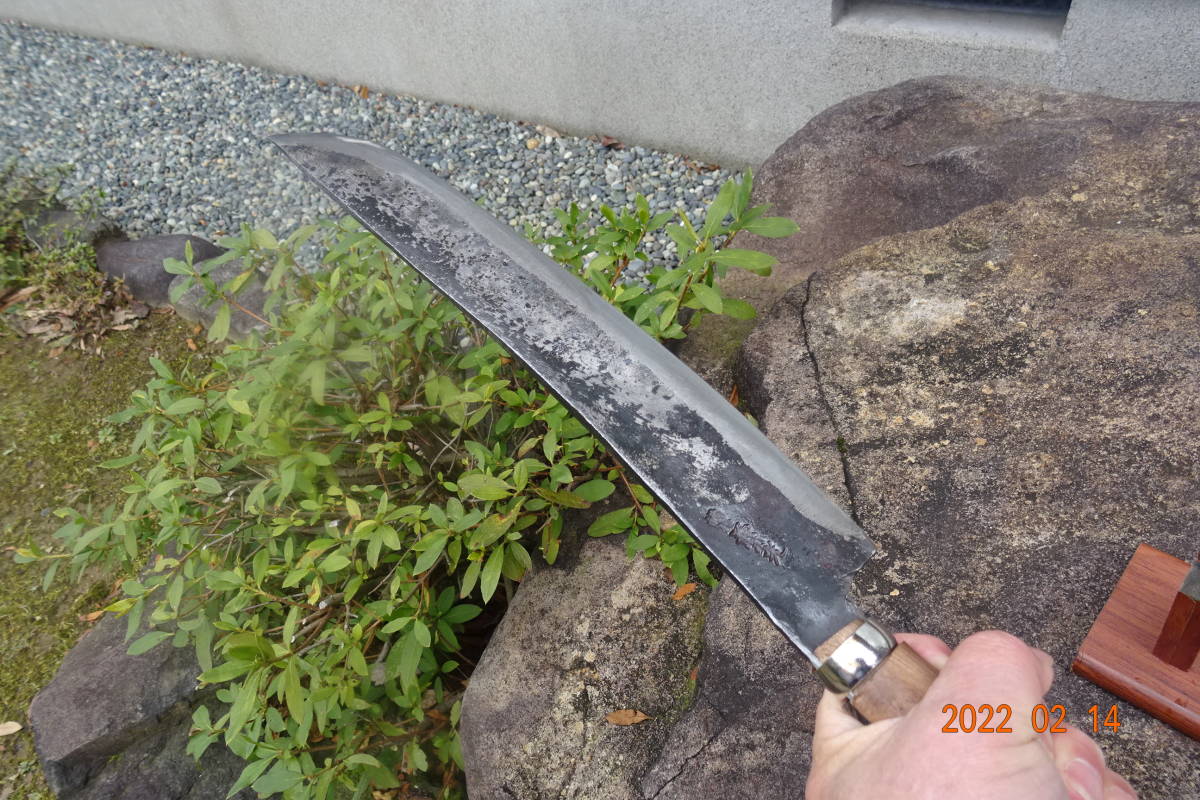 良質 名品 越後 刀匠 袖山 兼光作 甲伏せ 剣鉈 荒仕上げ 園芸
