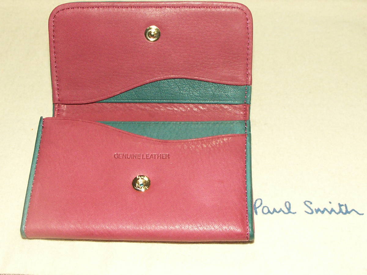 PWU181-R④ новый товар подлинный товар быстрое решение Paul Smith Paul Smith телячья кожа цвет do отделка футляр для визитных карточек футляр для карточек 