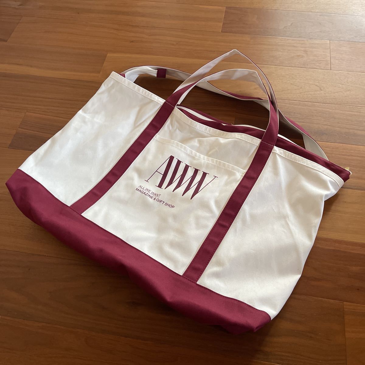 AWW TOTE BIG BURGUNDY aww magazine トートバッグ　新色　バーガンディ