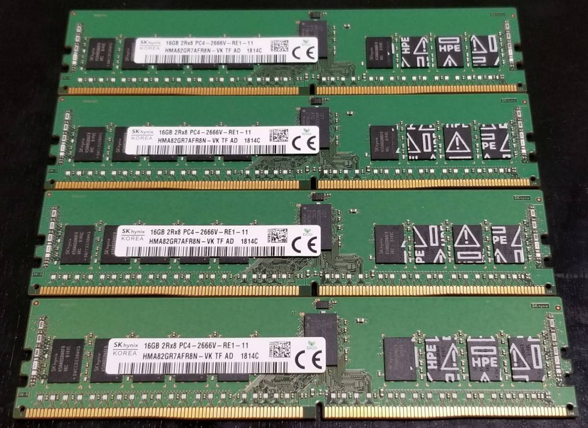 DDR4-2666 PC4-21300 16GB 4枚セット 64GB 2Rx8 Registerd DIMM ECC