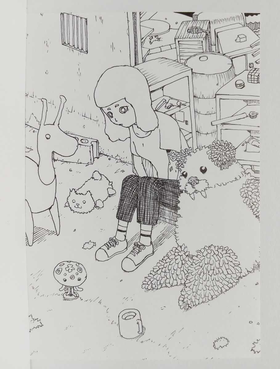  original illustration hand-drawn illustrations warehouse doll girl original work original picture . monochrome analogue art hand made interior illustration art