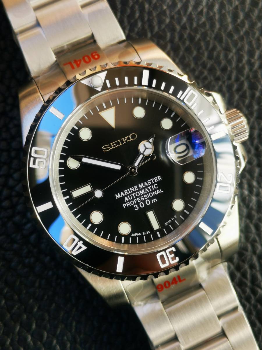 1円〜 SEIKO MOD 40mm ブラック カスタム セイコー NH35 1円〜 SEIKO MOD 40mm ブラック カスタム セイコー NH35