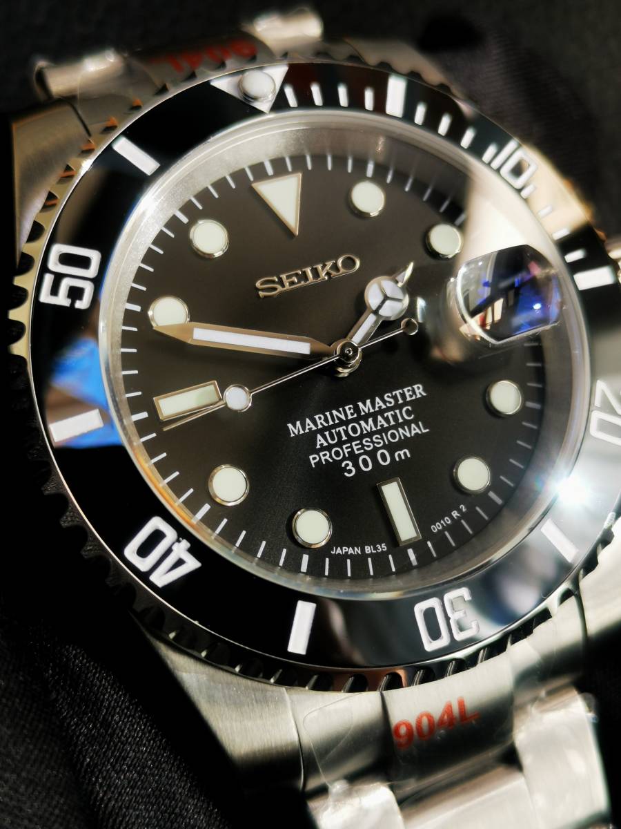 1円〜 SEIKO MOD 40mm ブラック カスタム セイコー NH35 1円〜 SEIKO MOD 40mm ブラック カスタム セイコー NH35
