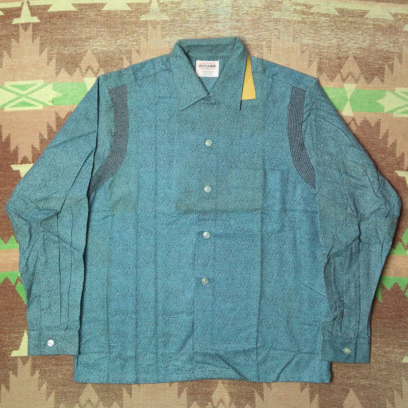 DEAD-STOCK 【FLEX-O-RIB】 50s Print Flannel Shirt / 50年代 フランネル シャツ ボックス オープンカラー ビンテージ ロカビリー 40s60s_画像2