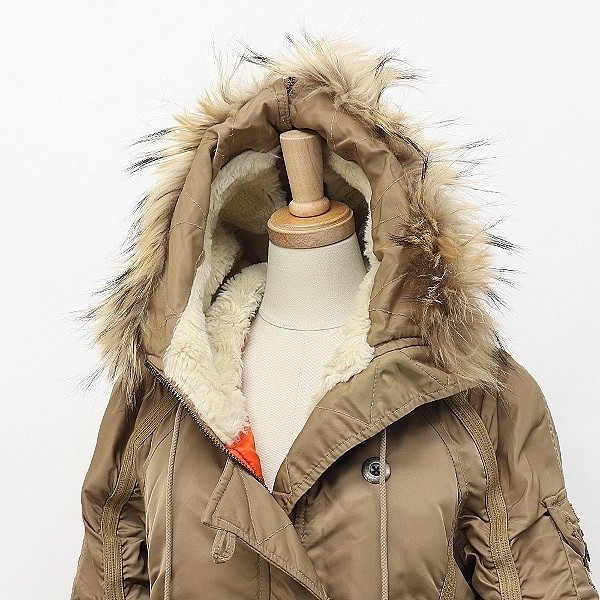 *AVIREX/ Avirex raccoon fur attaching hood reverse side boa N-2B military jacket beige M