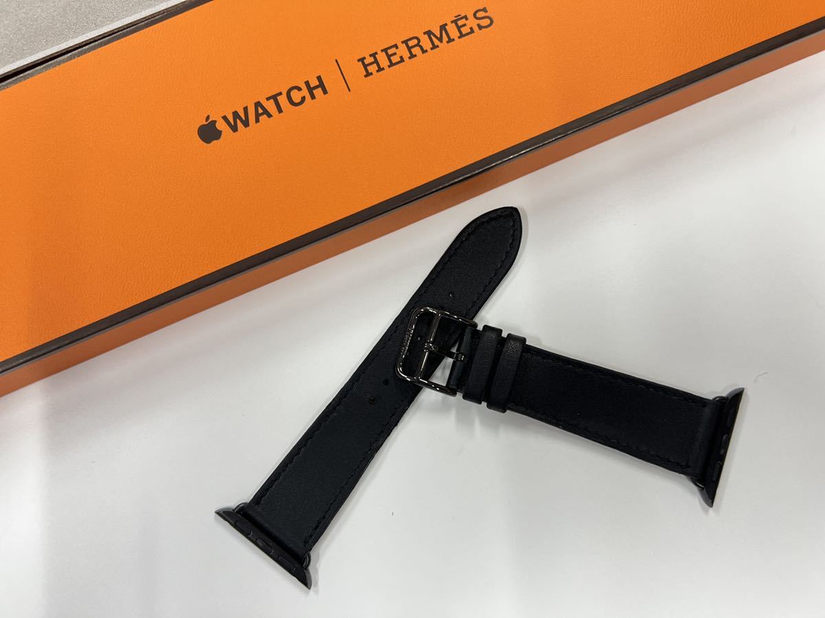 ☆美品 Apple Watch Hermes 41mm 40mm ブラック 黒 シンプルトゥール レザーストラップ アップルウォッチ レザーバンド エルメス