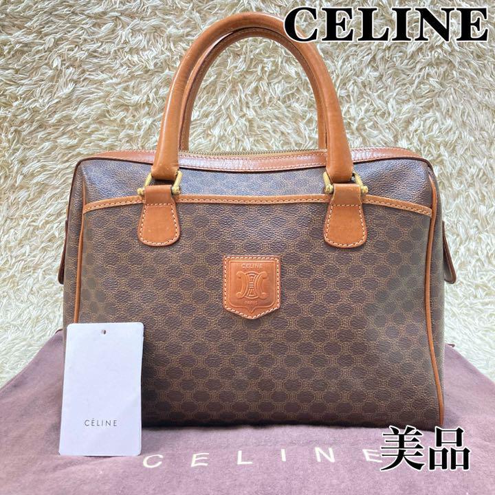 CELINE マカダム柄 ミニボストンバッグ
PVC・レザー・ブラウン