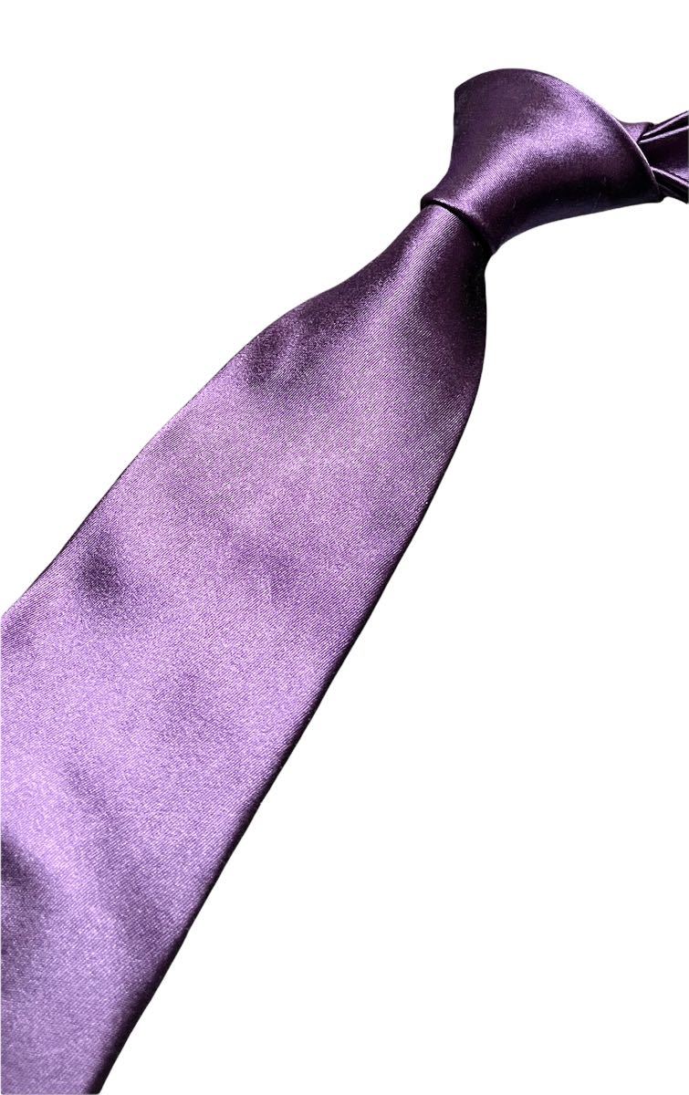 【最安値挑戦】 ポールスミス　ソリッド　ネクタイ　パープル　日本製 ネクタイ