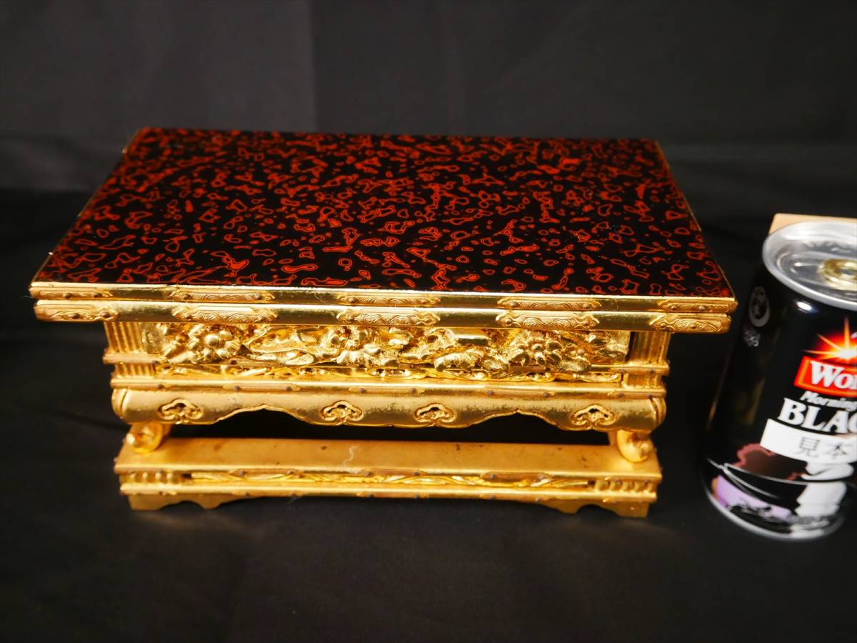 収集品 最高級裏金 上卓 虫喰塗 木製本金箔 仏具(E-3) 3211 M 収集品 最高級裏金 上卓 虫喰塗 木製本金箔 仏具(E-3) 3211 M