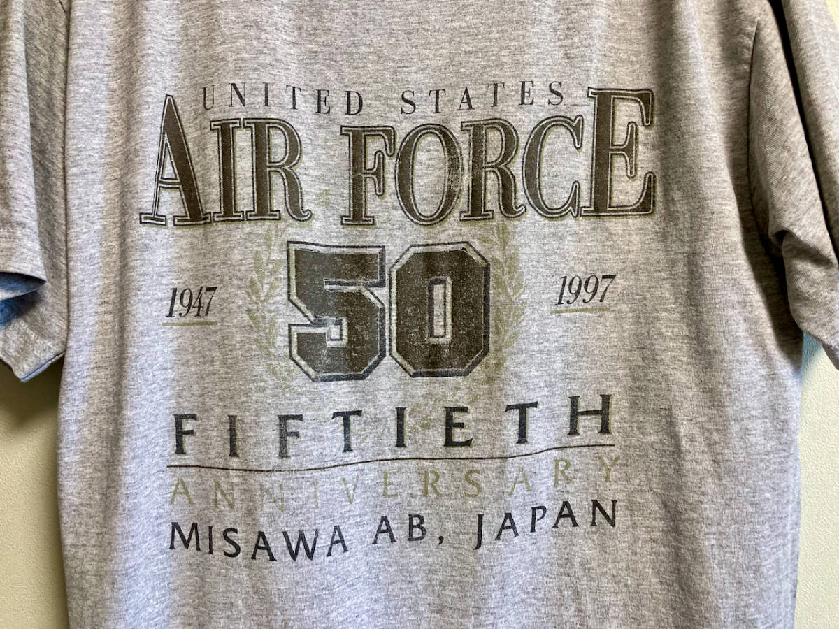 90s USA製 米軍 三沢基地 アニバーサリー アメリカ空軍 USAF Tシャツ エアフォース U.S.AIR FORCE 霜降りグレー_画像3