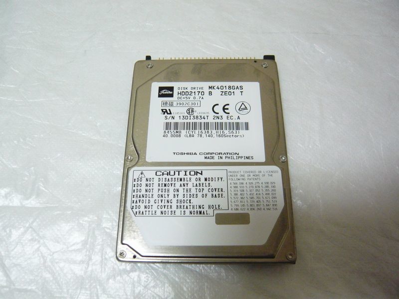 [送料無料] ■ HDD TOSHIBA MK4018GAS 40GB 2.5 IDE PATA ■