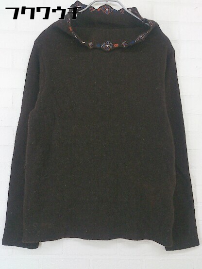◇ KAPITAL キャピタルピ ウール ボトルネック 刺繍 長袖 ニット セーター サイズ1 ブラウン レディース_画像2