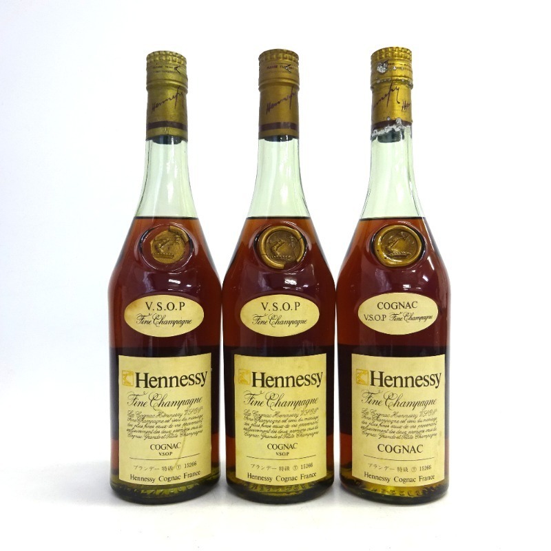 ヘネシー VSOP スリムボトル グリーン 3本セット 700ml 箱なし www