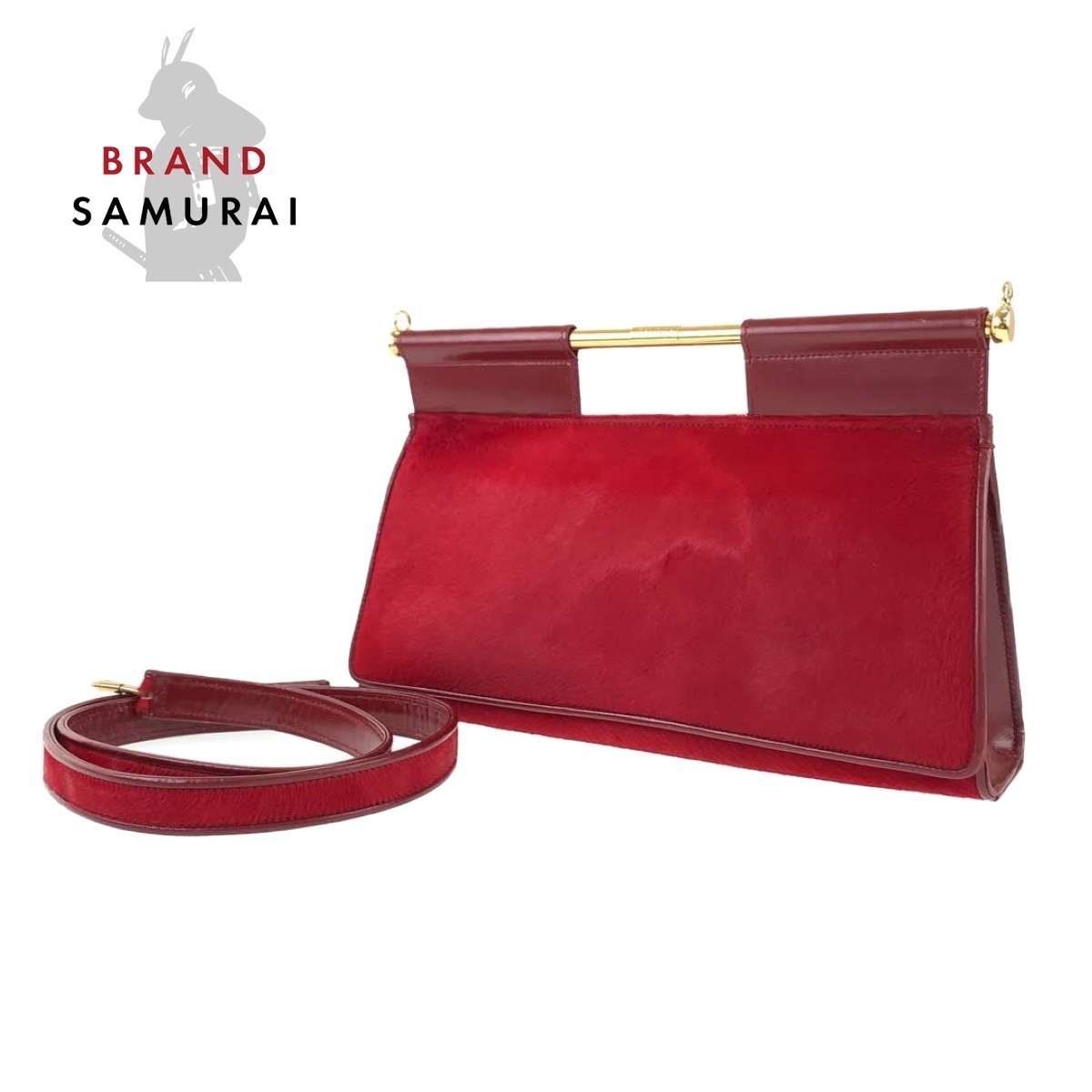 GUCCI グッチ ヴィンテージ オールドグッチ レッド ゴールド ハラコ