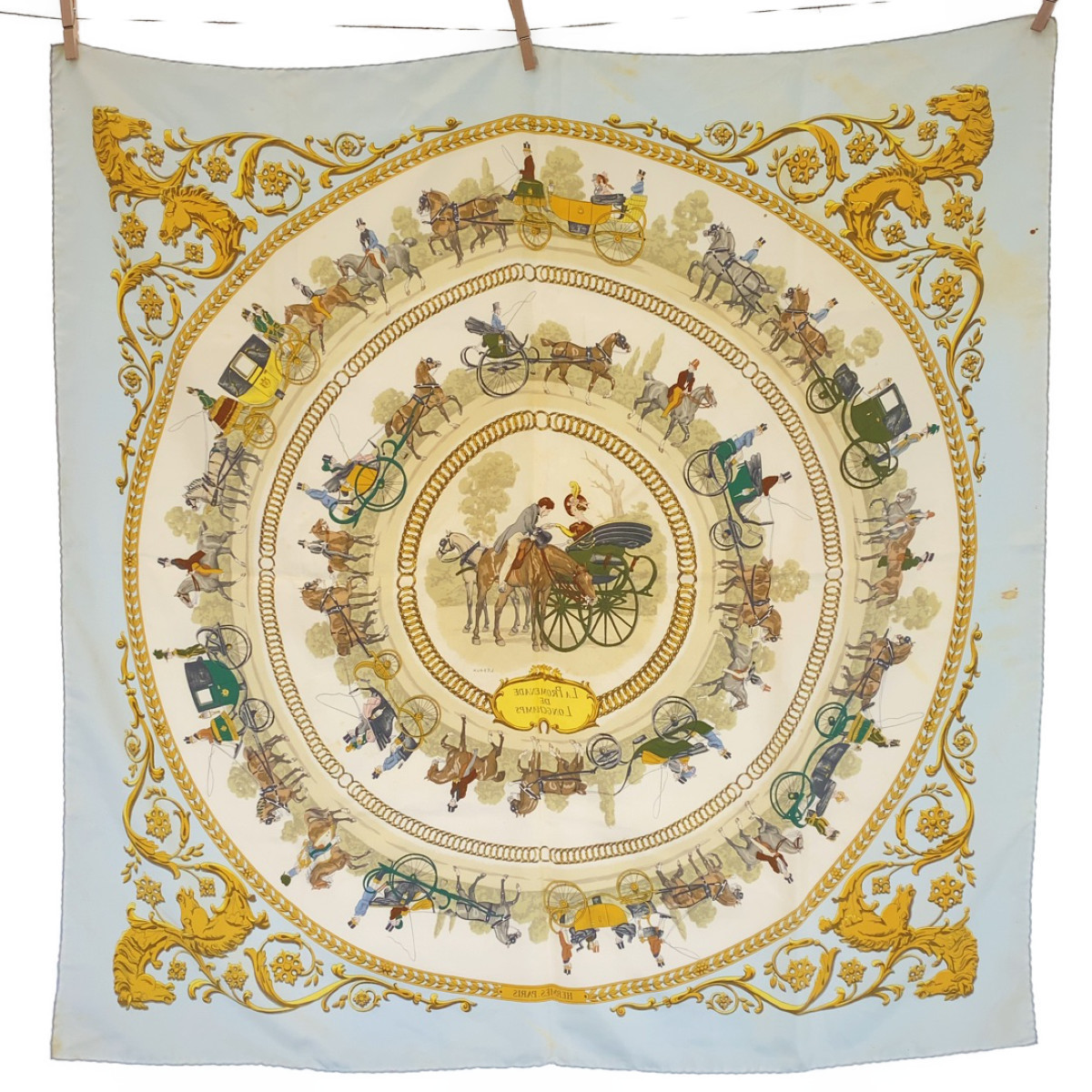 HERMES エルメス カレ90 LA PROMENADE DE LONGCHAMPS タグ無し