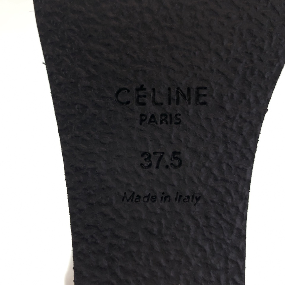 CELINE セリーヌ サイズ37.5 ホワイト ブラック レザー 23cm 23.5cm 厚底 サンダル レディース 101213_画像6