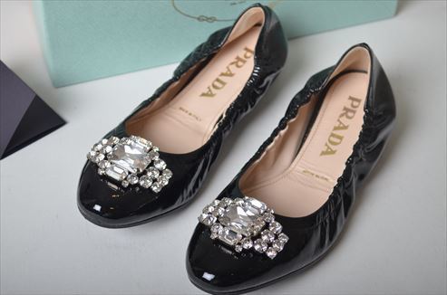 プラダ PRADA ビジュー付 バレー シューズ 靴36 C3437 の商品詳細