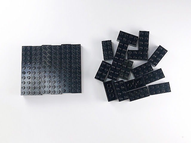 F321　LEGOバラパーツ　黒　2 x ～ブロック系　まとめて大量㎏_画像1