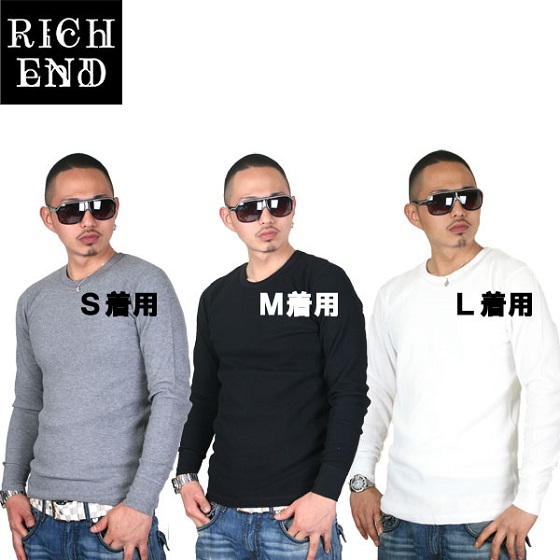 RICHEND/ Ricci end термический вафля длинный футболка [ серый ] ( размер :S)( Ame - Gin g одежда )