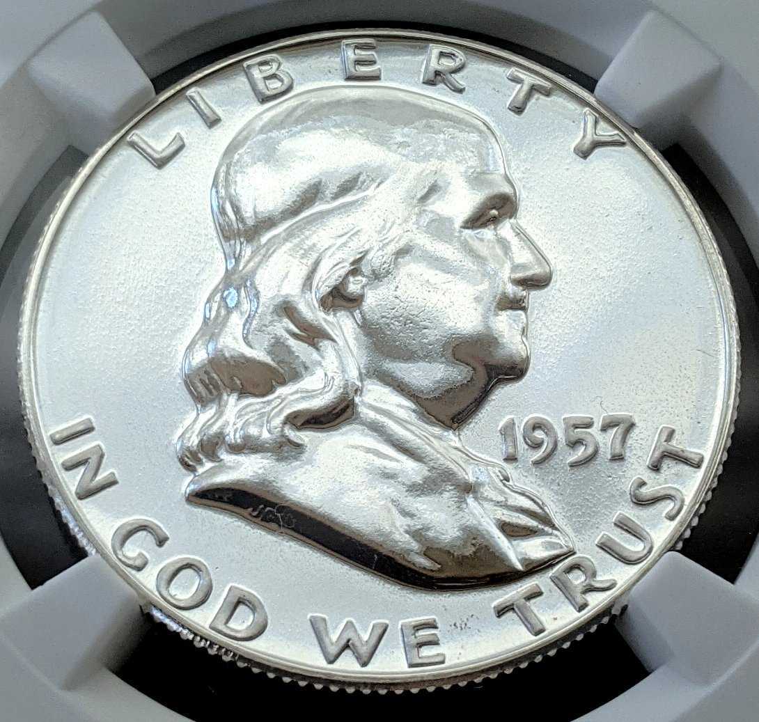 50%OFF! 【高グレード! レアコイン】1957年 アメリカ 50セント 銀貨 フランクリン ハーフダラー NGC 50%OFF! 【高グレード! レアコイン】1957年 アメリカ 50セント 銀貨 フランクリン ハーフダラー NGC