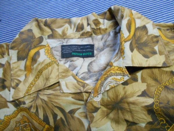 昭和レトロ　柄シャツ　Ｍ　半袖　リッチ　メンズ 日本製　古着　b147_画像4