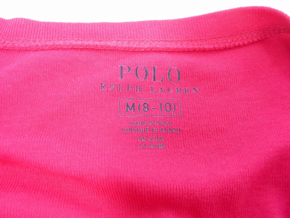 ♪ (⌒▽⌒) Ralph Lauren Polo ラルフローレン ポロ シャツ T-Shirt 長袖 Ｔシャツ 女の子 ローズピンク 可愛い 薔薇色 140 極美品 ★_画像7