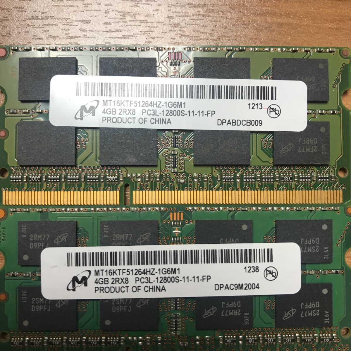 Micron DDR3L 1600Mhzノート用メモリ4Gx2