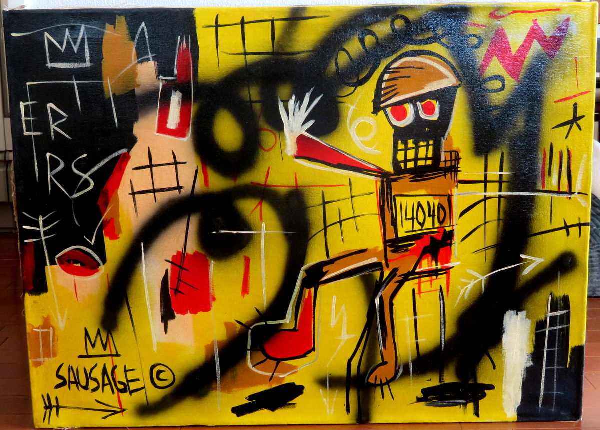 ギフ 包装 Jean Michel バスキア ミシェル ジャン Basquiat 模写 油絵 オイルキャンバス サイン オフィシャルスタンプ 販売証明書付属 油彩画 19年 その他 Labelians Fr
