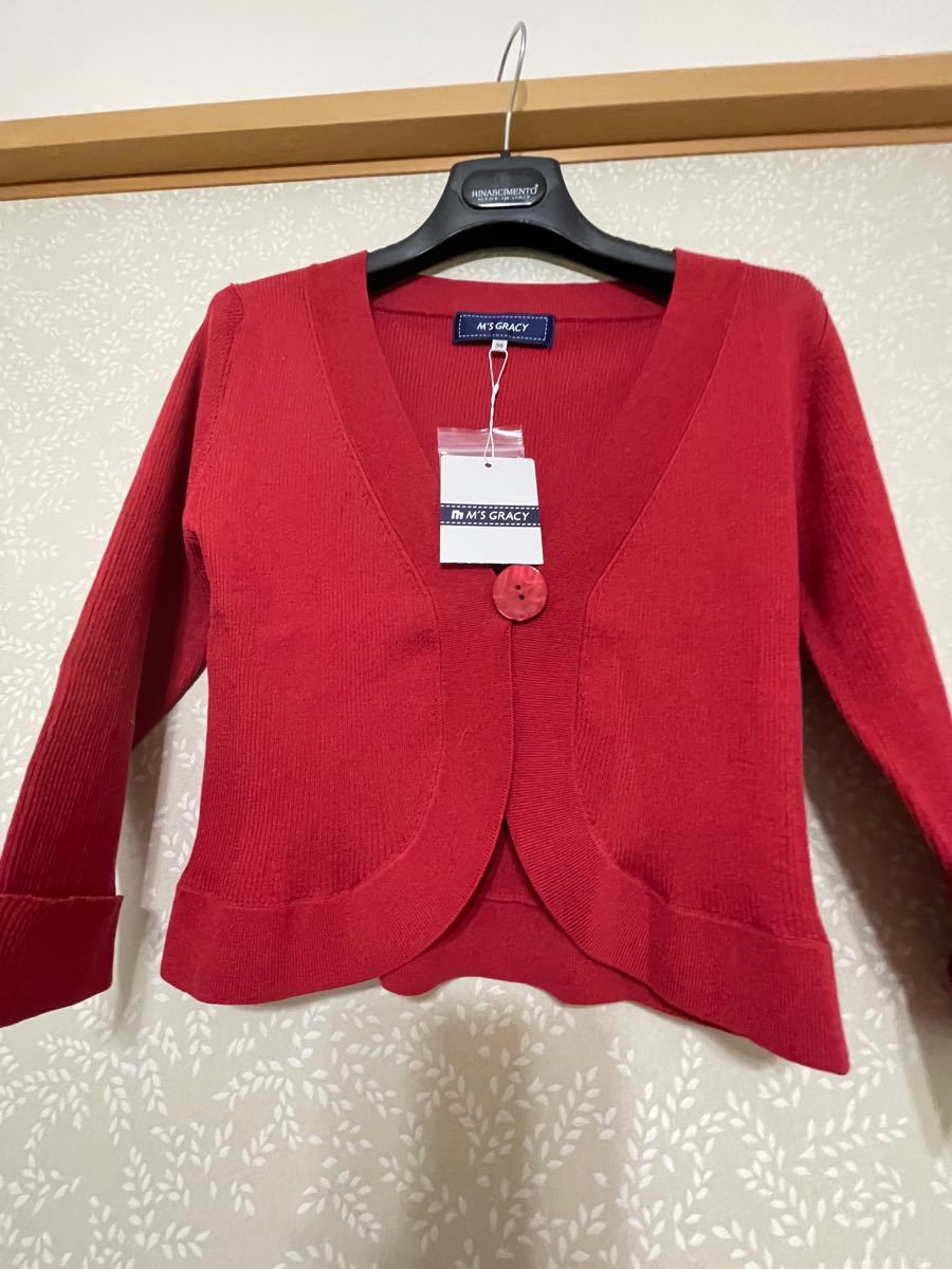 値引 エムズグレーシー♡ワンチャンブローチ付 パールボタンの