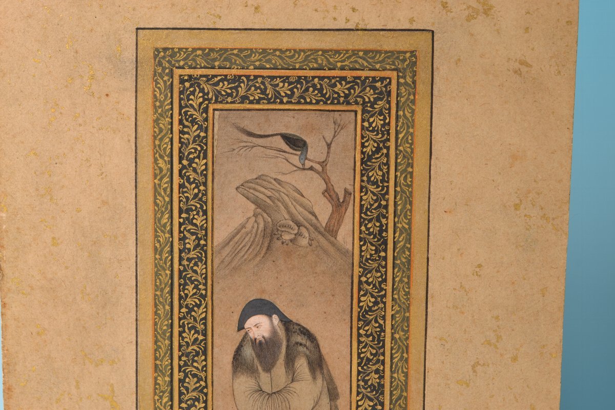 【 イスラム美術　花鳥人物図ミニアチュール　時代　紙本肉筆　islamic miniature　】_画像5