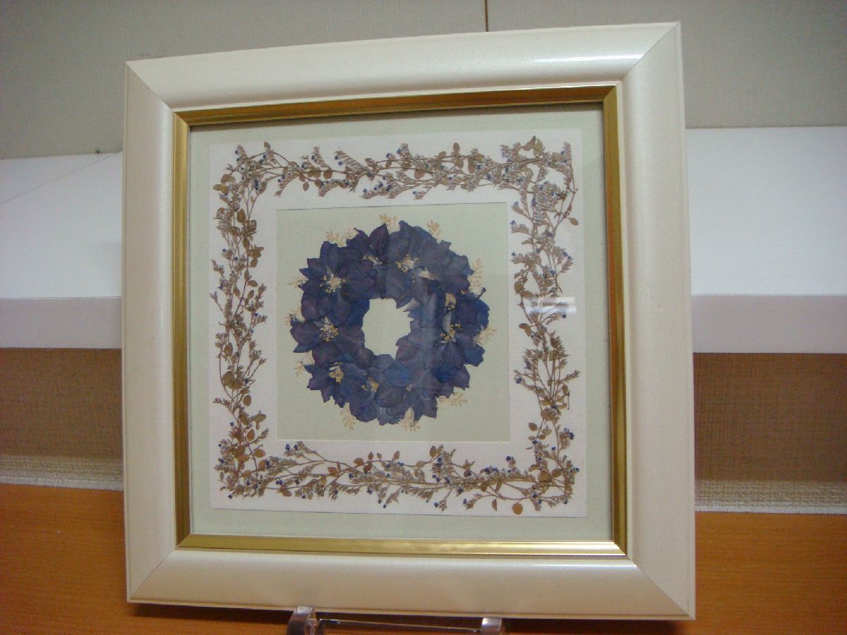 IT/J30EB-DA2 Handmade works glass entering picture frame pressed flower wooden frame white 235x235mm