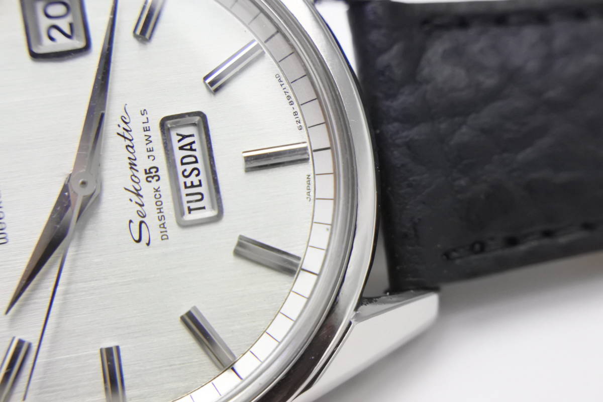 魅力詰まった逸品☆1965年製SEIKO セイコーマチック ウィークデータ 35石 6218-8971 王冠イルカ 自動巻紳士腕時計 純正SEIKOベルトの画像4