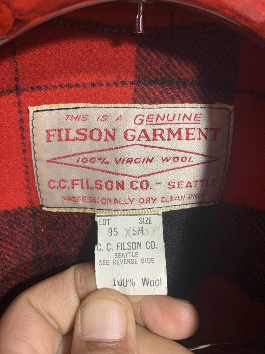 FILSON フィルソンガーメント　USA製　赤黒ブロックチェック LOT95 ダブルマッキーノクルーザー　ハンティングジャケット　SM バッファロー_画像7