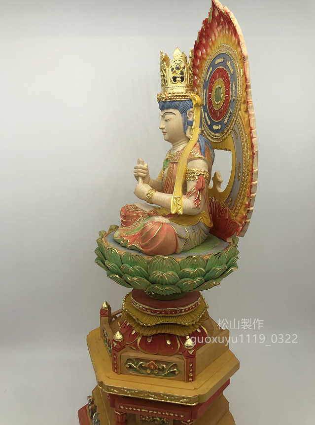 仏教美術 総檜材 仏師で仕上げ品 精密細工 手彫り 切金 珍品 大日如来
