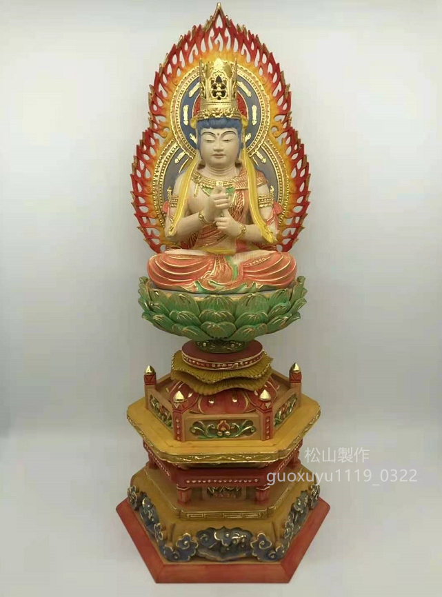 仏教美術 総檜材 仏師で仕上げ品 精密細工 手彫り 切金 珍品 大日如来 ...