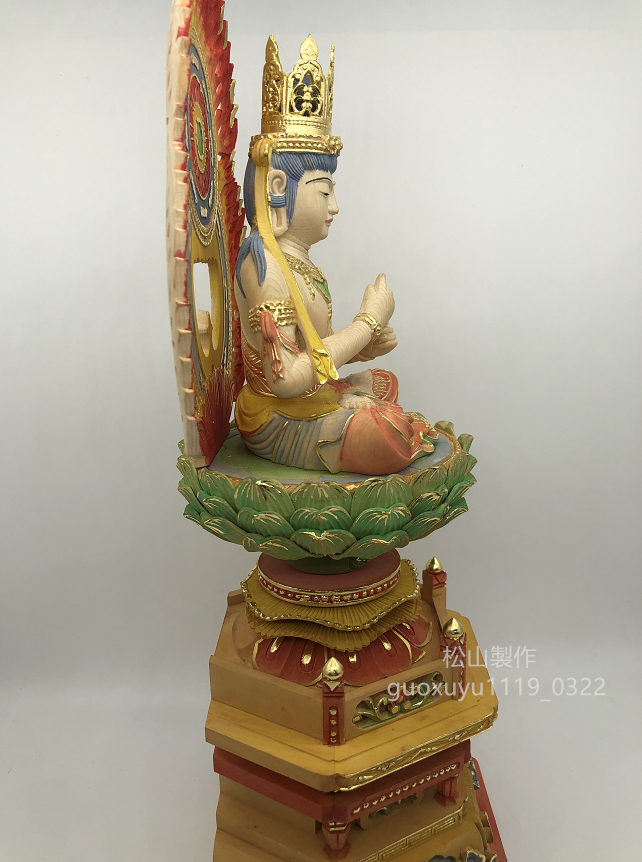 仏教美術 総檜材 仏師で仕上げ品 精密細工 手彫り 切金 珍品 大日如来