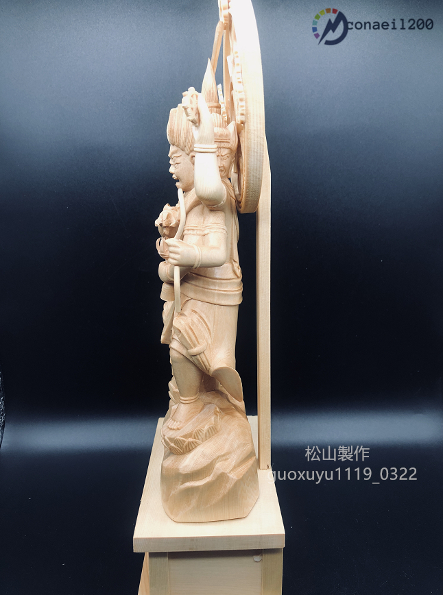 最新作 総檜材 木彫仏像 仏教美術 精密細工 仏師で仕上げ品 金剛夜叉明王 高さ36cm_画像5
