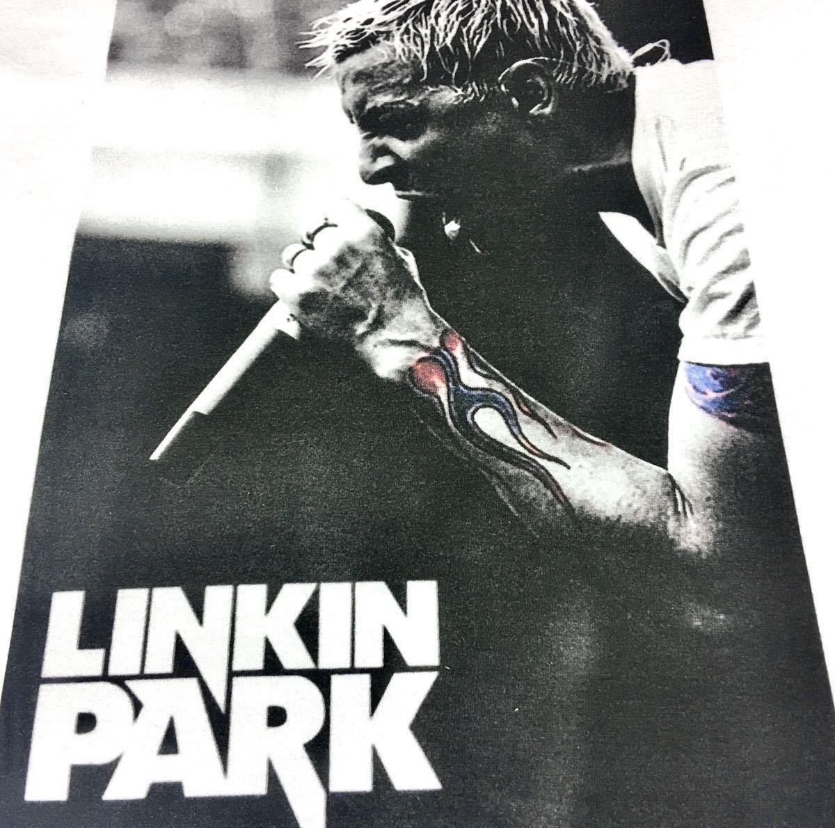 新品 リンキンパーク LINKIN PARK ニューメタル バンド ボーカル チェスター 炎タトゥー ロンT 長袖Tシャツ Mサイズ スリム タイト ビッグ
