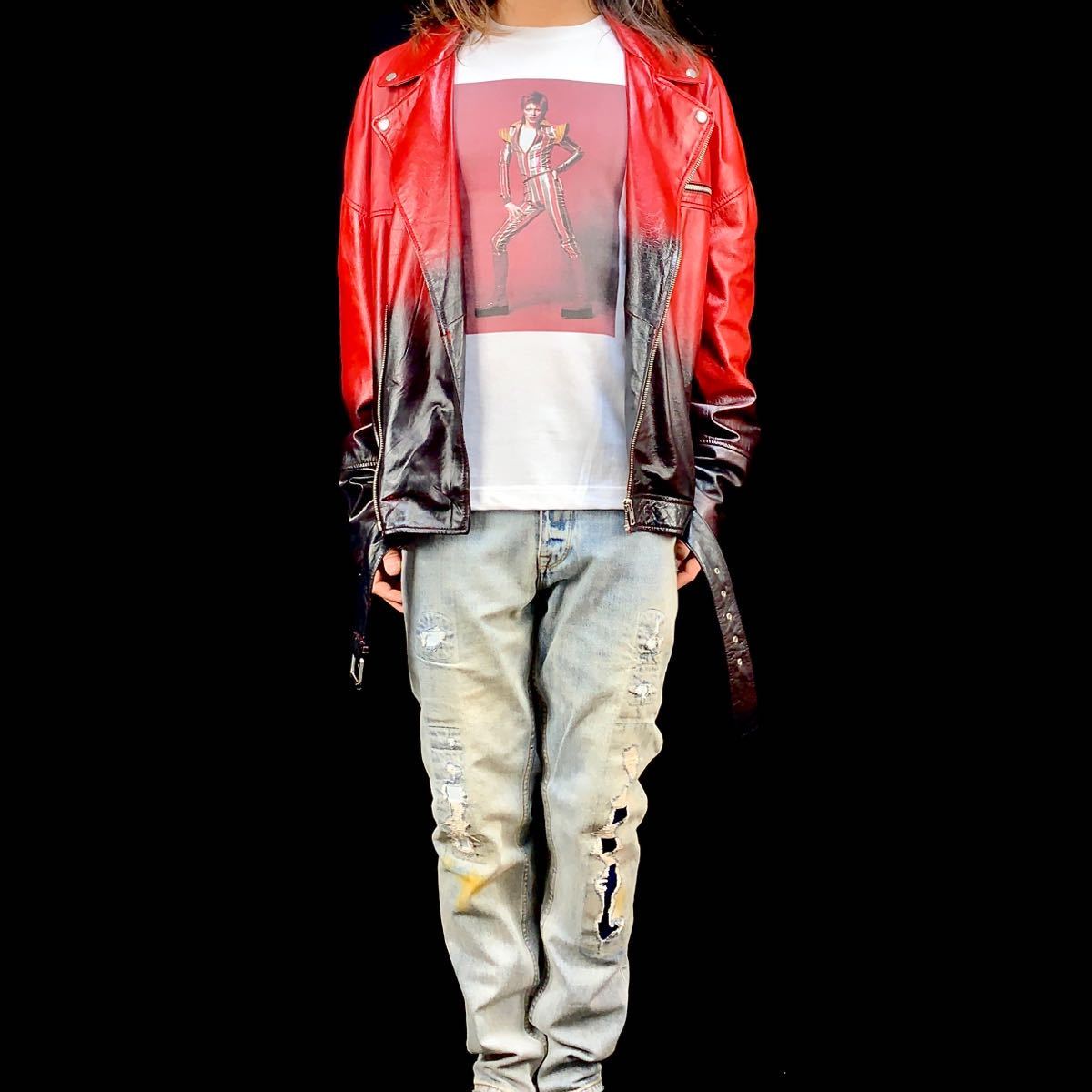 新品 デヴィッド ボウイ 地球に落ちてきた男 UK グラム ロック スター ジギー スターダスト Tシャツ XLサイズ 大きいビッグ ワイドフィット_画像6