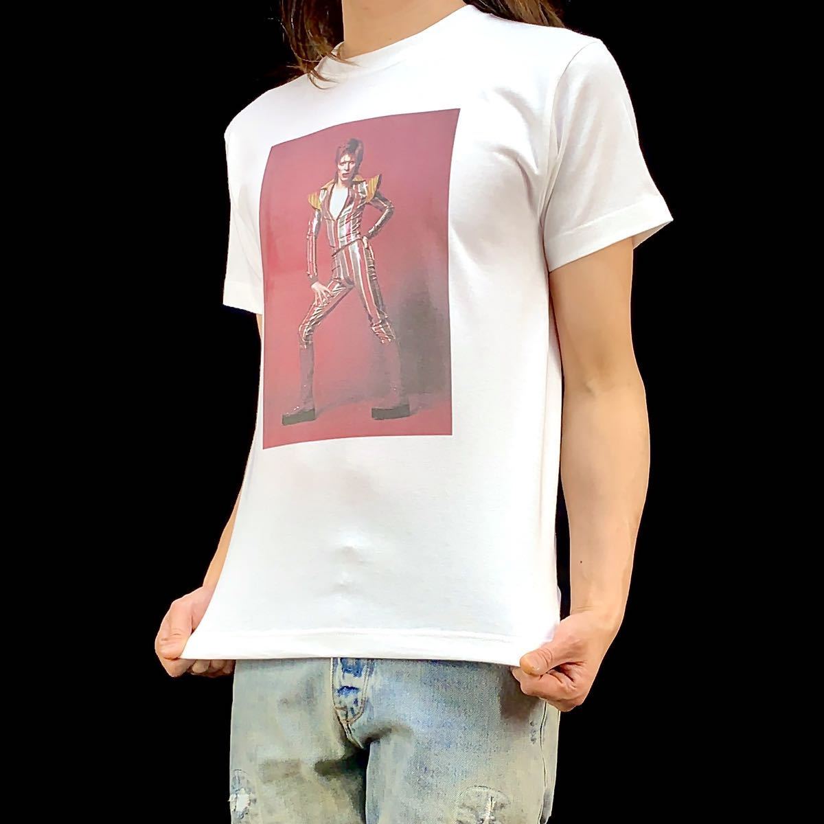 新品 デヴィッド ボウイ 地球に落ちてきた男 UK グラム ロック スター ジギー スターダスト Tシャツ XLサイズ 大きいビッグ ワイドフィット_画像4