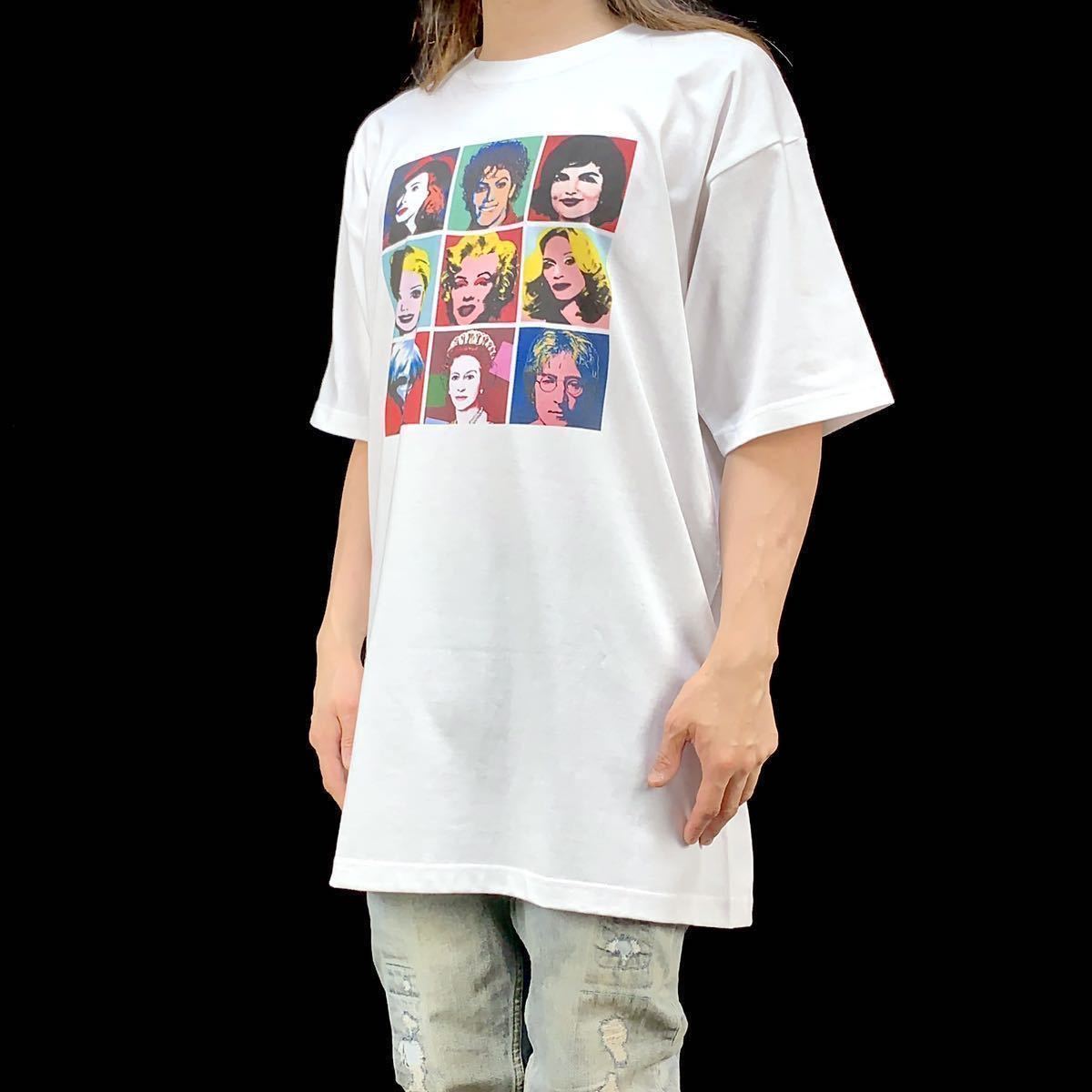 新品 アンディウォーホル ポップアート風 マリリン マイケル エリザベス ジョンレノン 大きい オーバー サイズ ビッグ Tシャツ 5XLサイズ_画像4