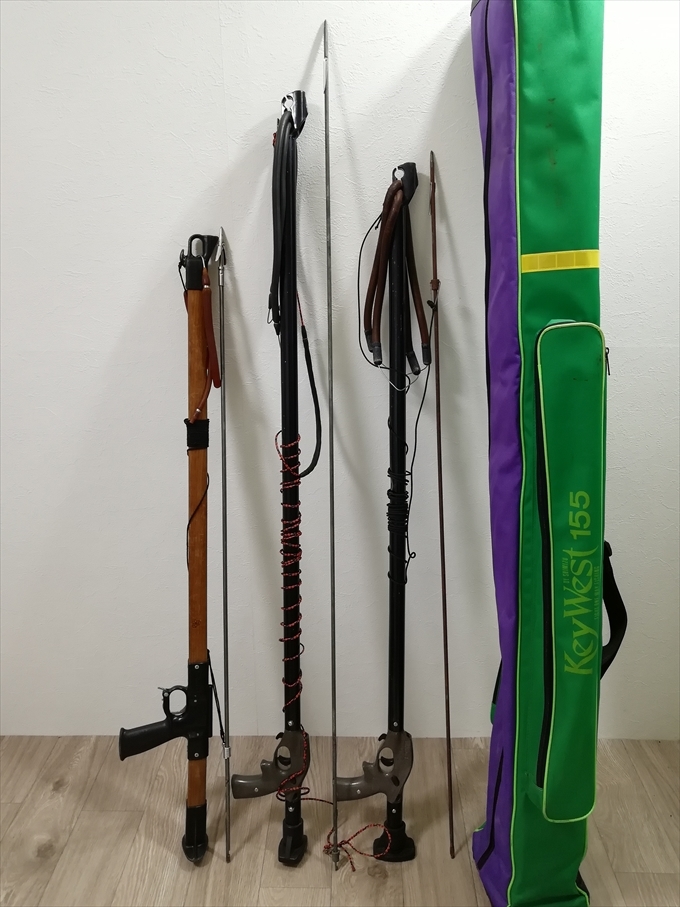 水中銃 スピアガン 3本まとめて CANON (ARBALETE CHAMPION?) ×2 & SEA HORNET (J.D.Preece&Co.Pt.Ltd.) 修理や部品取りに ジャンク品
